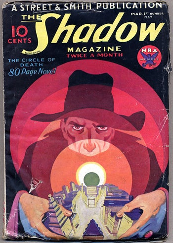 Item #10829 THE SHADOW MAGAZINE. 1934 THE SHADOW MAGAZINE. March 1st, No. 1 Volume 9, Maxwell Grant.