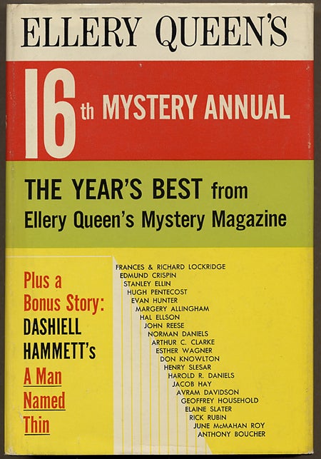 Item #12495 ELLERY QUEEN'S 16th MYSTERY ANNUAL: THE YEAR'S BEST FROM ELLERY QUEEN'S MYSTERY MAGAZINE. Frederic Dannay, Manfred B. Lee.