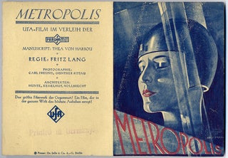 [METROPOLIS PHOTOPLAY ARCHIVE]: METROPOLIS. ROMAN ... [first printing of the photoplay edition] with METROPOLIS. ROMAN... [second printing of the photoplay edition] with METROPOLIS. ROMAN ... [third printing of the photoplay edition]. With a German advertising herald for the film and a Fritz Lang signature.