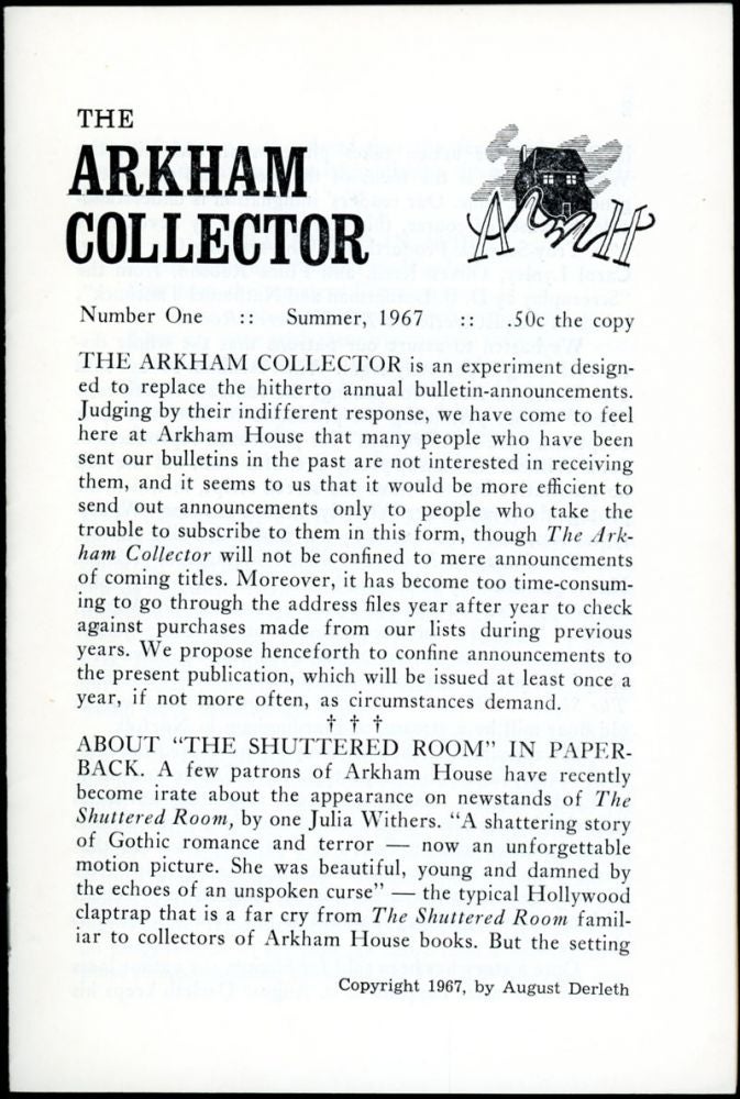 Item #18658 THE ARKHAM COLLECTOR. Summer 1967 - Summer 1971 (numbers 1-10). August Derleth.