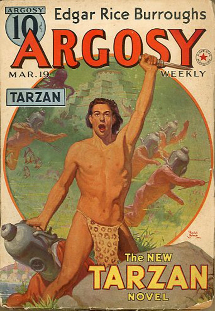 Item #20861 THE RED STAR OF TARZAN [TARZAN AND THE FORBIDDEN CITY] in ARGOSY [complete in six issues]. Edgar Rice Burroughs, 1938 - April 23 ARGOSY. March 19, 1938, No. 3 - Volume 281 Volume 280, No. 2.