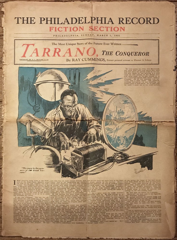 Item #21410 TARRANO, THE CONQUEROR in THE PHILADELPHIA RECORD FICTION SECTION. Ray Cummings.