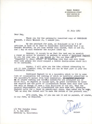 Item #24258 THREE TYPED LETTERS SIGNED (TLsS). Each 1 page, dated 21 July 1962, 23 April 1966 and...