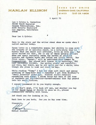 Item #24283 TYPED LETTER SIGNED (TLS). 1 page, dated 1 April [19]73, to "Dear Leo & Cylvia" [Leo...