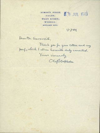 Item #24335 "Conflict of Wisdom." Typed Manuscript (TMs). William Olaf Stapledon