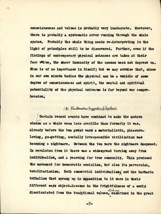"Conflict of Wisdom." Typed Manuscript (TMs).