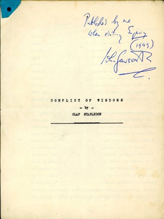 "Conflict of Wisdom." Typed Manuscript (TMs).