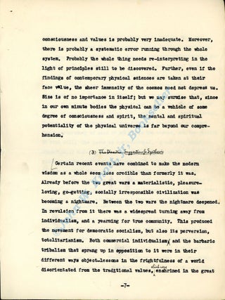 "Conflict of Wisdom." Typed Manuscript (TMs).