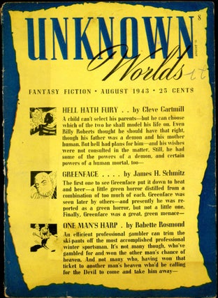 Item #26180 UNKNOWN WORLDS. UNKNOWN WORLDS. August 1943. ., John W. Campbell Jr, No. 2 Volume 7