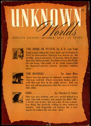 Item #26181 UNKNOWN WORLDS. 1943. . UNKNOWN WORLDS. October, John W. Campbell Jr, No. 3 Volume 7
