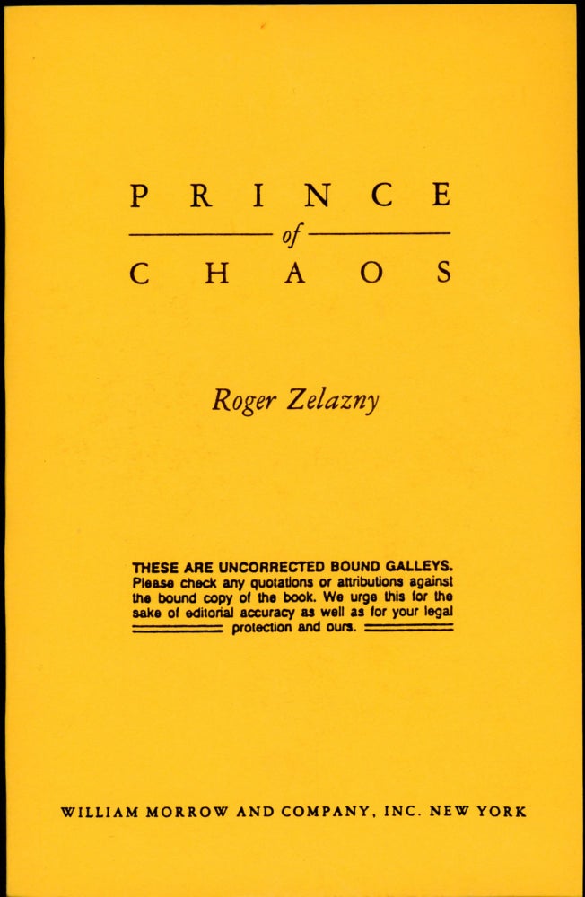 Item #27007 PRINCE OF CHAOS. Roger Zelazny.
