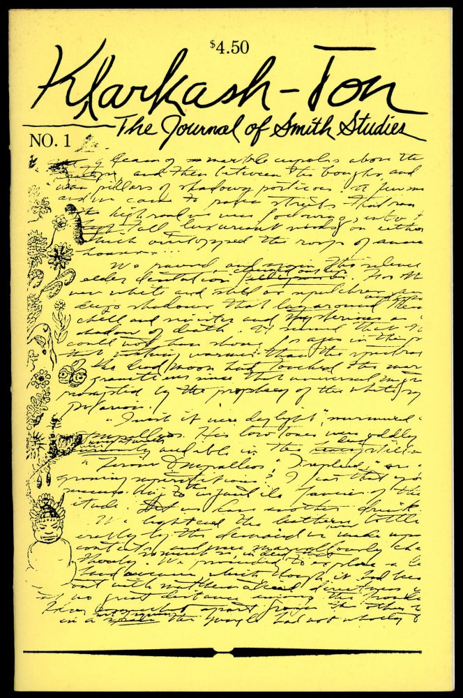 Item #28134 KLARKASH-TON: THE JOURNAL OF SMITH STUDIES. Number One. Robert M. Price.