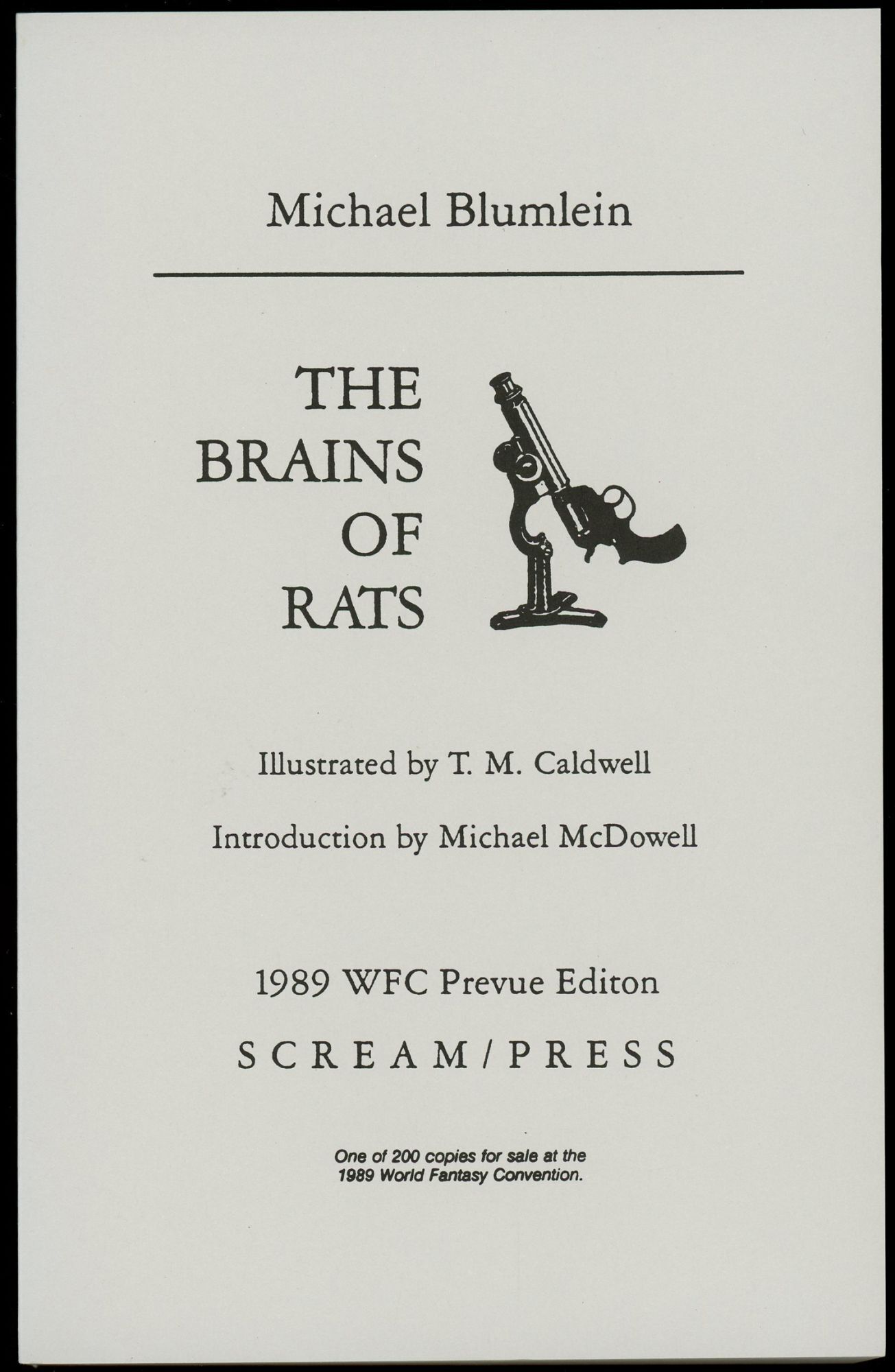 THE BRAINS OF RATS | Michael Blumlein | Pre-publication edition
