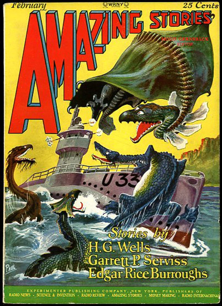 Item #30574 AMAZING STORIES. AMAZING STORIES. February 1927 ., Hugo Gernsback, number 11 volume 1.