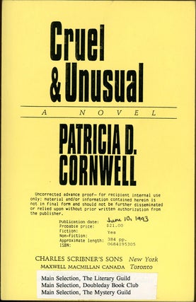 Item #6273 CRUEL & UNUSUAL. Patricia D. Cornwell